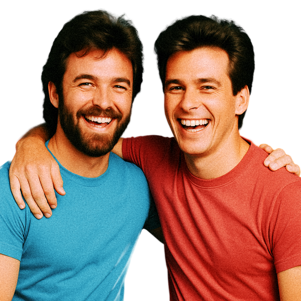 Brian and Paul laughing in the studio